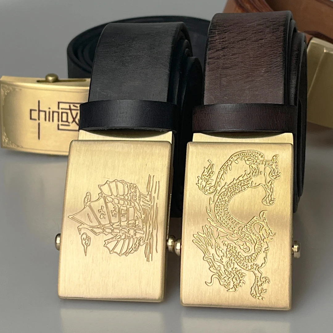 3413男士皮带无牙自动扣腰带男款商务百搭时尚潮流中青年裤腰带