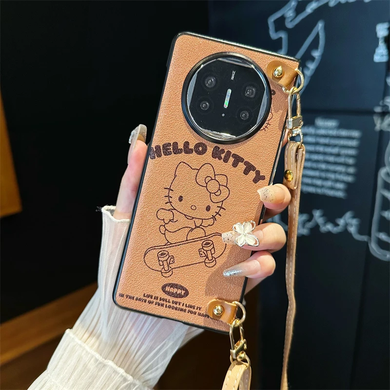 guyo适用华为matex5折叠屏手机壳斜挎挂绳magicV3毛绒猫咪matex3