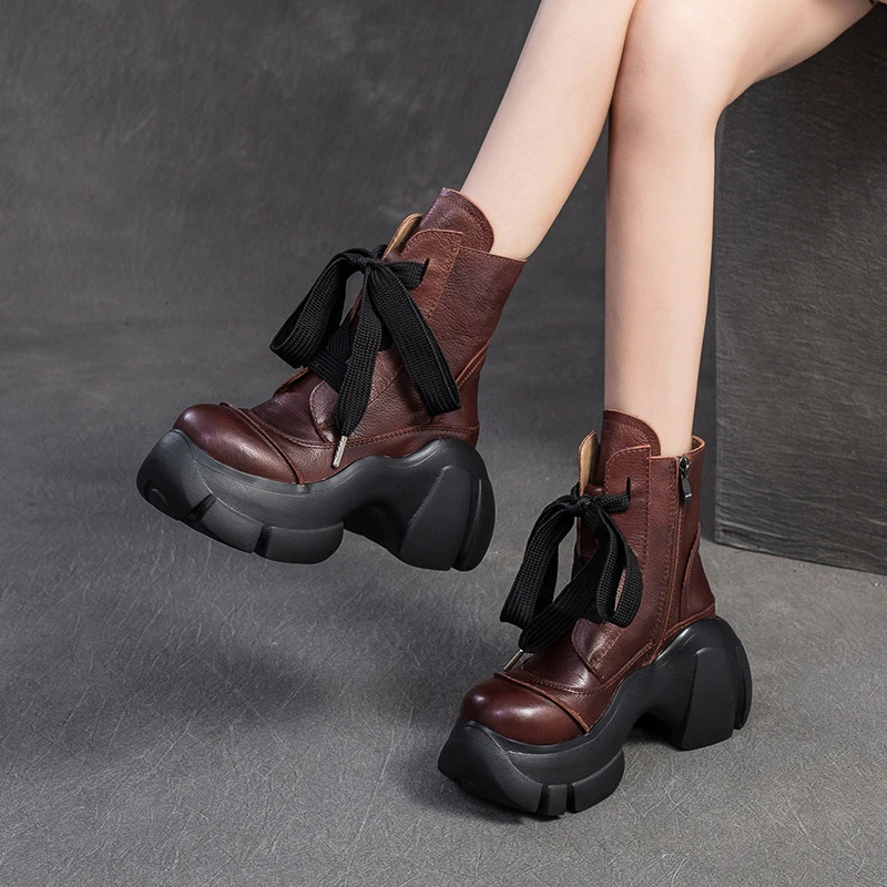 王蜜儿海2024冬季新款洛丽塔短靴欧美时尚骑士靴头层牛皮女鞋