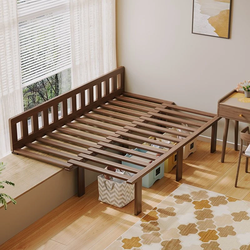 实木飘窗床衔接拼接床实木排骨架小户型书房儿童房可定制次卧改造