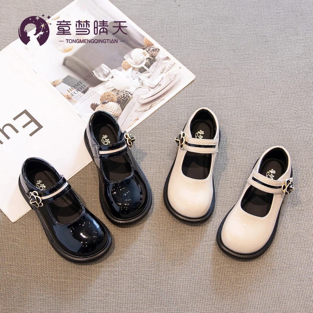 童梦晴天女童小皮鞋2024新款秋季儿童黑色软底公主鞋女孩玛丽珍鞋