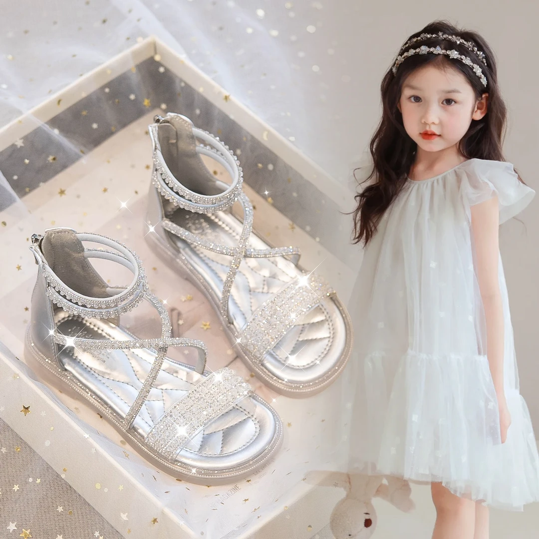童梦晴天女童凉鞋夏季2024新款爆款公主罗马鞋软底夏款女宝水晶鞋