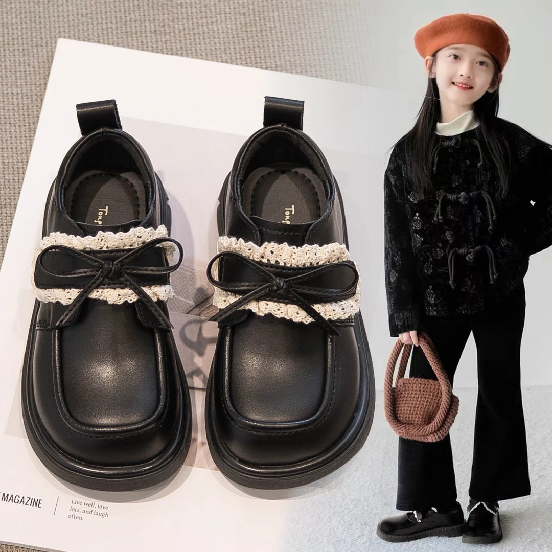 儿童皮鞋女童春秋软底公主鞋2024新款春秋黑色鞋子小女孩玛丽珍鞋