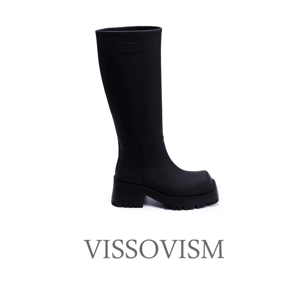 VISSOVISM厚底方头长筒靴 W87016