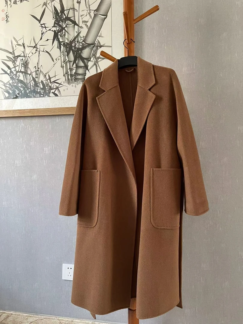 彩薇家源头工厂 优雅高品经典浴袍款羊绒大衣