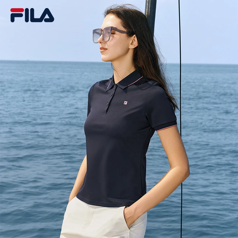FILA斐乐女款春夏针织翻领短袖时尚休闲百搭F11W421106F