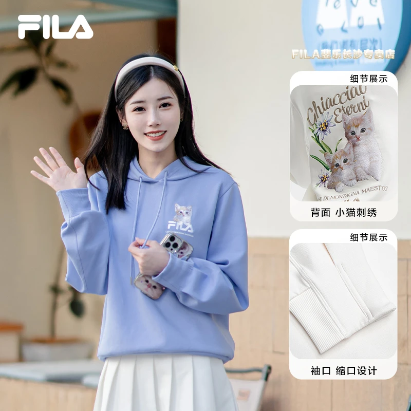 FILA斐乐女士秋冬新品时尚休闲百搭连帽卫衣针织衫F11W348209F