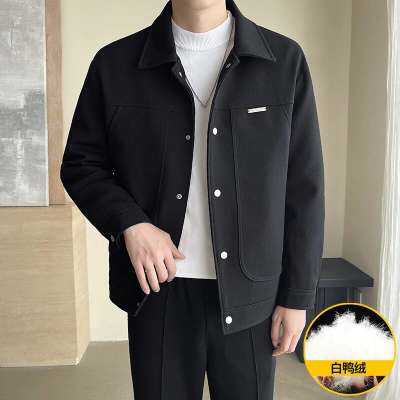 cleanfit短款羽绒服男设计师高级感解构夹克秋冬轻薄保暖翻领外套