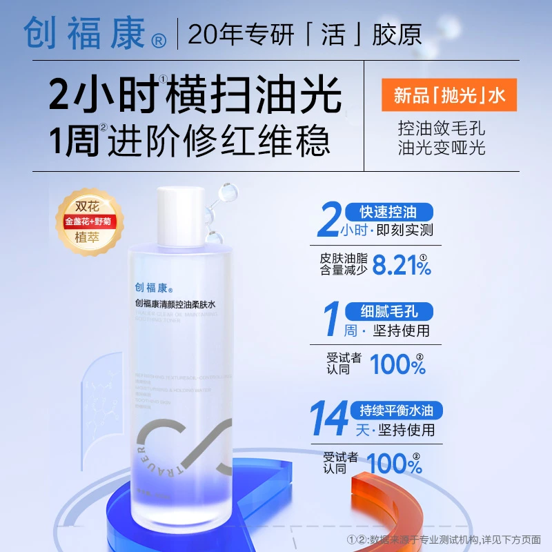 创福康清颜控油柔肤水保湿补水敏感湿敷妆前500ml妆【达人专属】