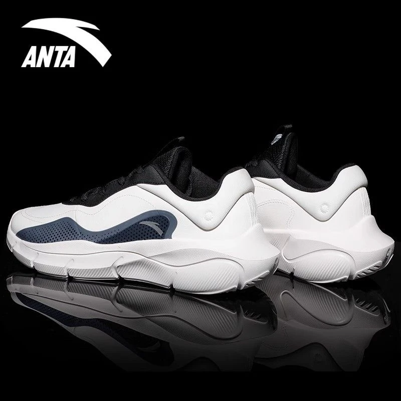 安踏灵弧丨2024年革面防泼水男鞋秋冬款软底减震轻便运动鞋男 -XF