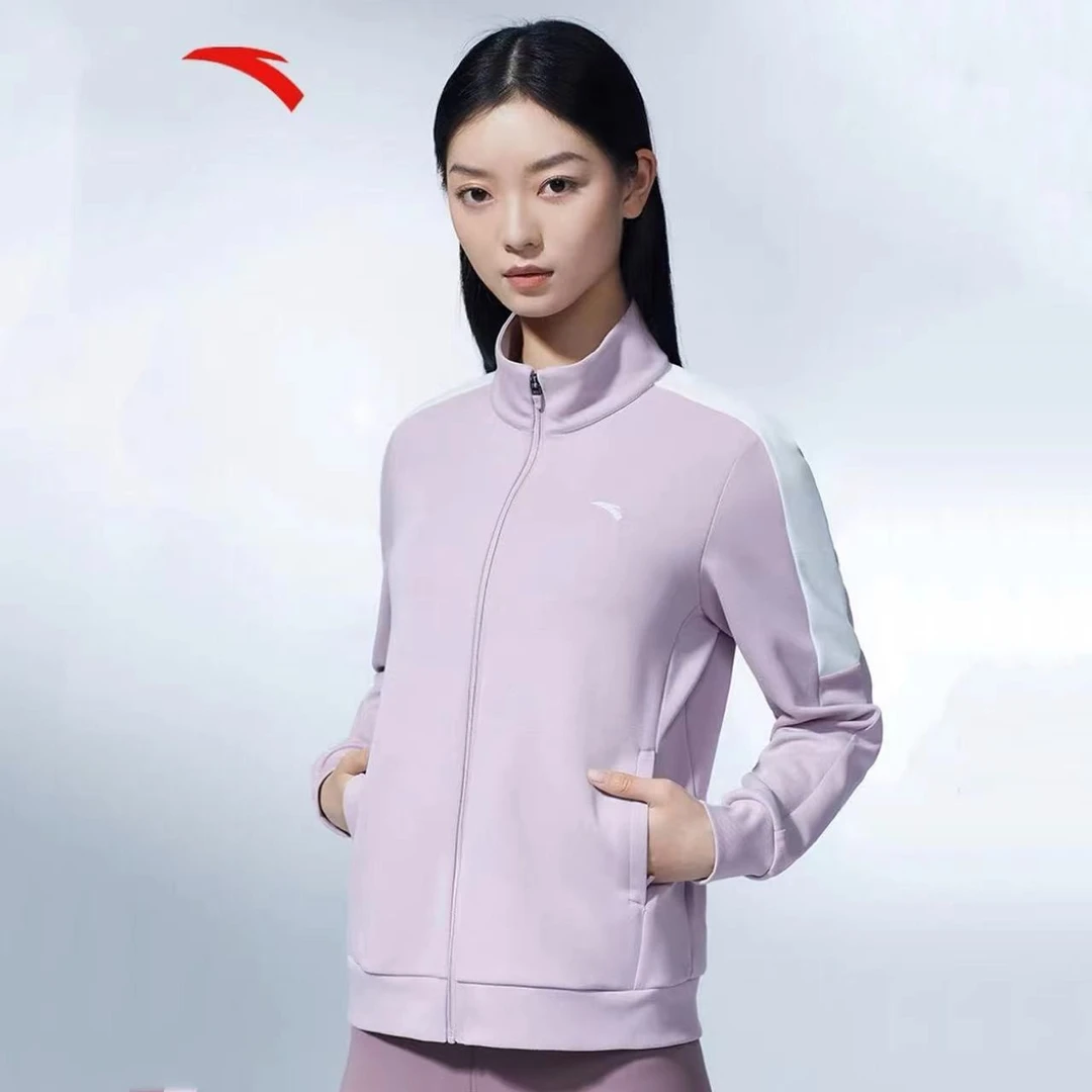 安踏外套丨运动上衣女士2023春季针织修身立领上衣162317715-LL