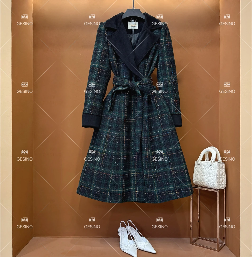 【悠】秋冬款法式时尚中长款翻领外套QD-2024823