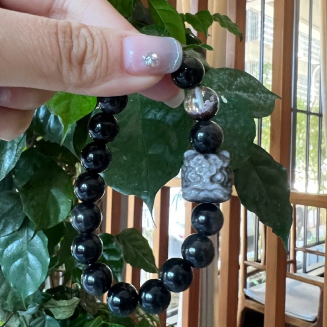 「黑醒狮」黑曜石串珠系列设计感百搭闺蜜手串3011