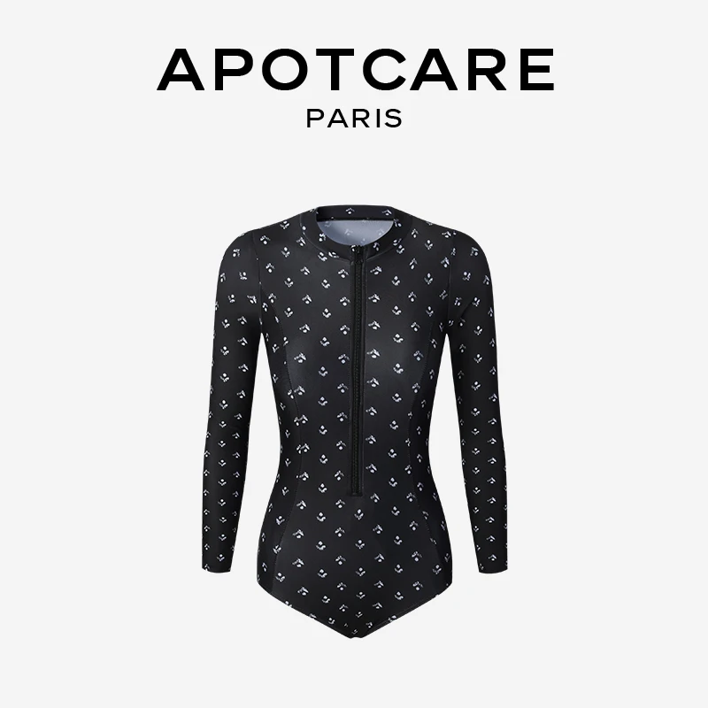 法国 APOTCARE 2024新品 泳衣女连体高级感小胸长袖泡温泉泳装女