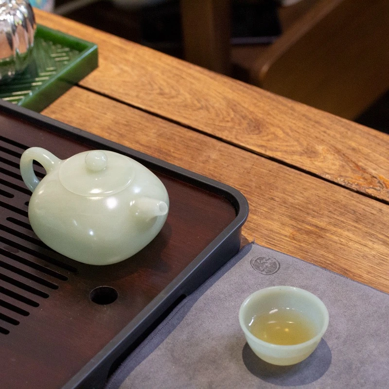 玉麒麟 新疆和田玉白玉茶壶方壶200ml 高端功夫茶器雅致礼品中式