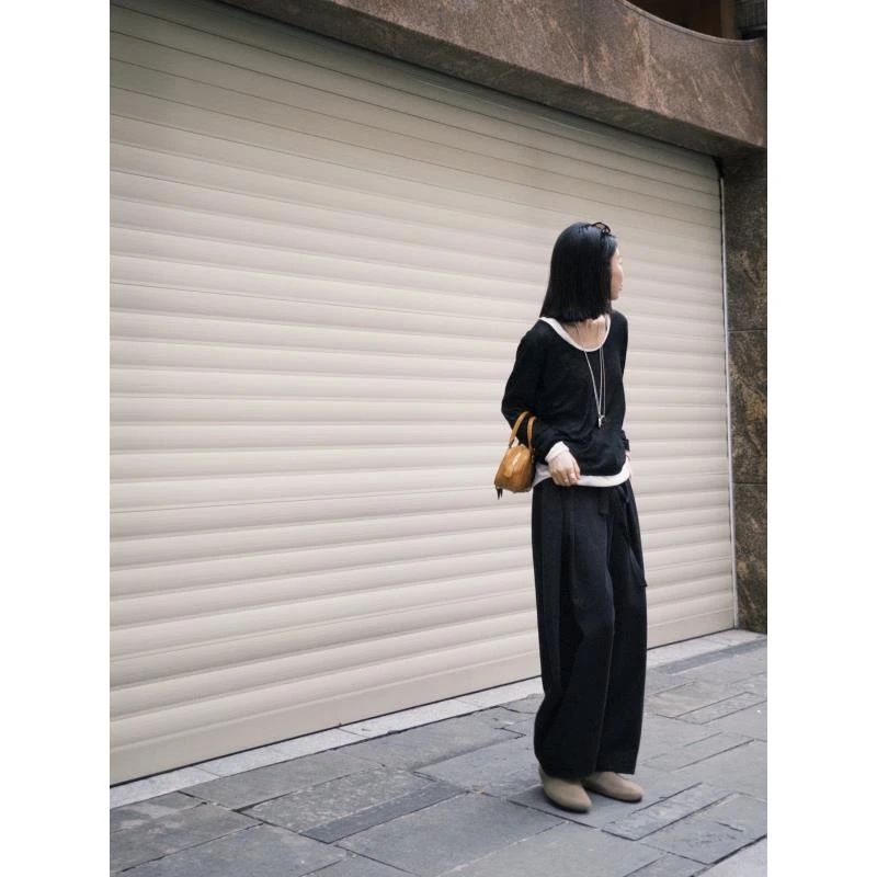 HUMSUN/禾木笙【省心穿搭】褶皱收腰软糯叠穿天丝羊毛套装 24E810