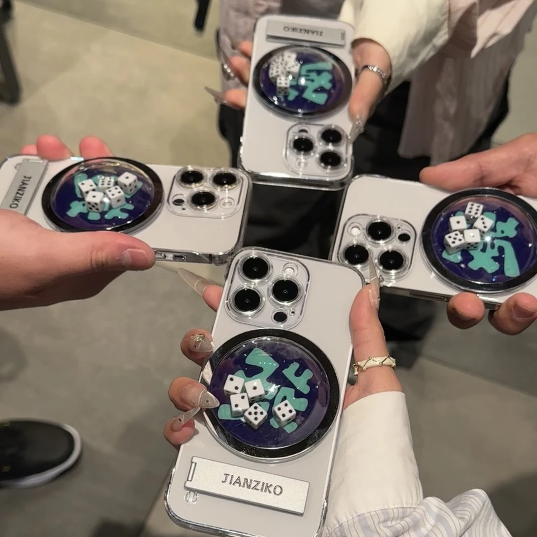 ins趣味骰子支架适用iPhone15无边框14/13手机壳华为vivo小米oppo