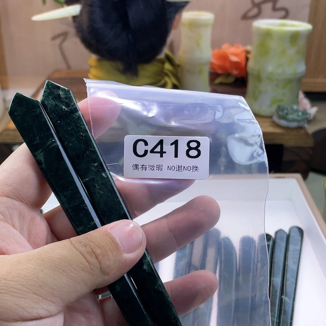 蛇纹石玉发饰未镶嵌周****