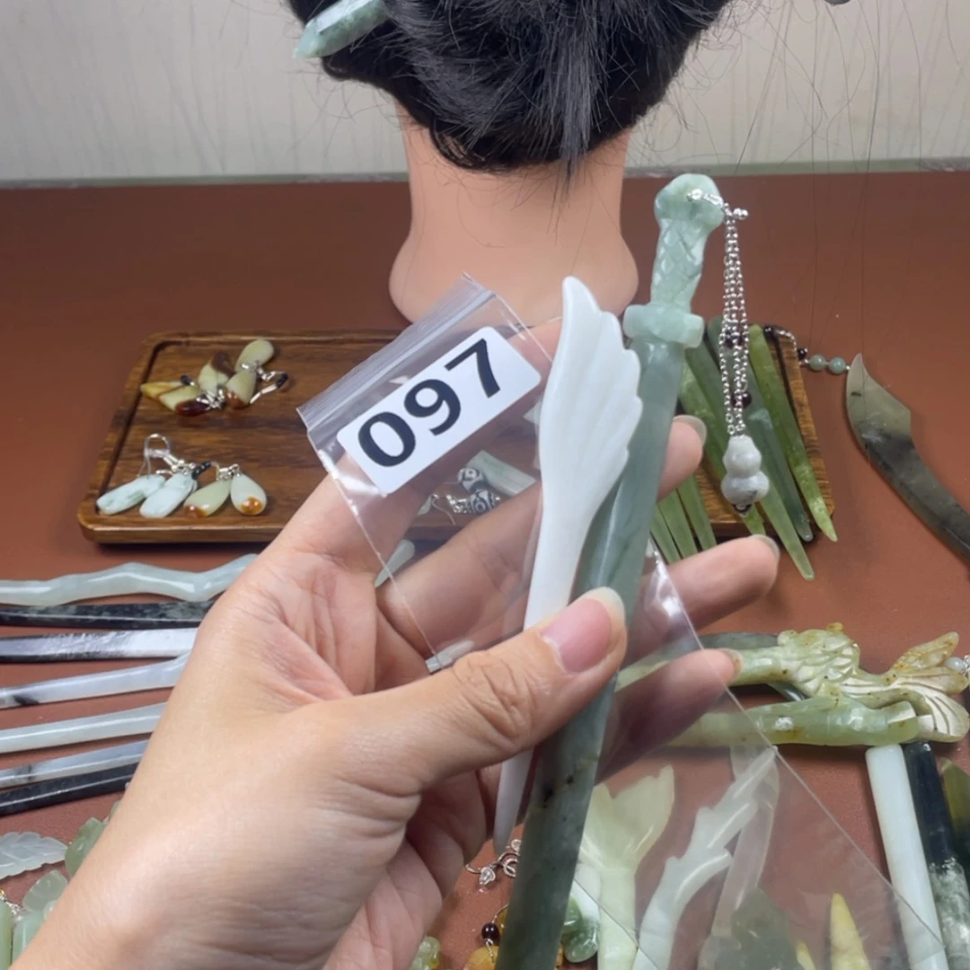 【闪购商品】蛇纹石玉发饰合金吃***…