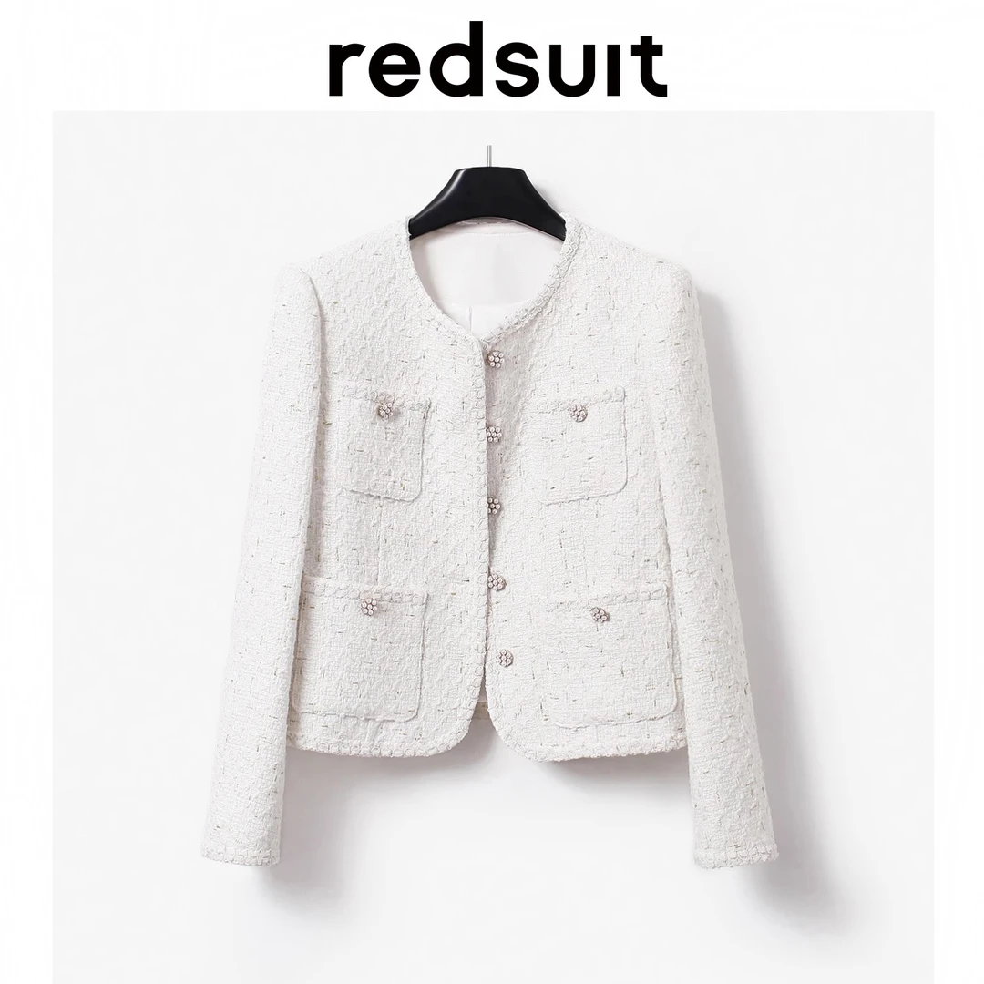 DLEEC经典短箱四口袋粗花呢气质优雅小香风轻奢长袖上衣短款外套