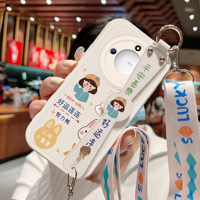 华为荣耀x60pro手机壳女honorx60斜挎腕带全包防摔保护套硅胶软壳