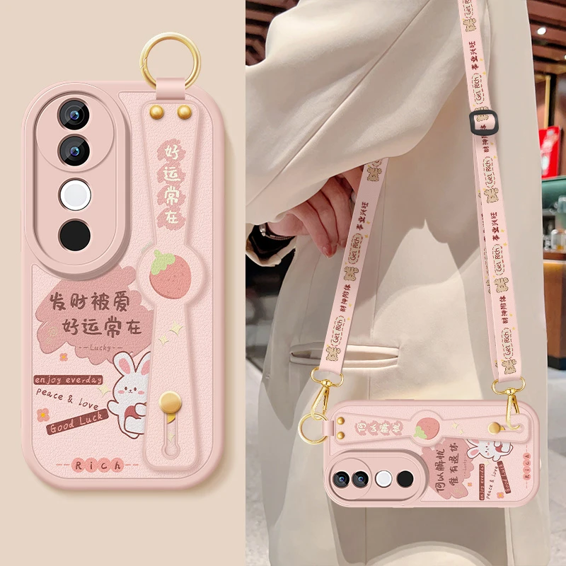 vivos19手机壳新款斜挎腕带挂绳s19pro全包防摔保护套硅胶软壳女