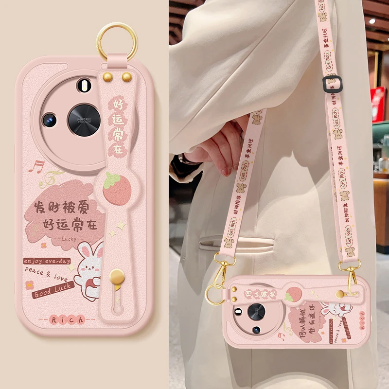 华为荣耀x50手机壳x50i+斜挎腕带x50pro全包防摔x50gt硅胶软壳女