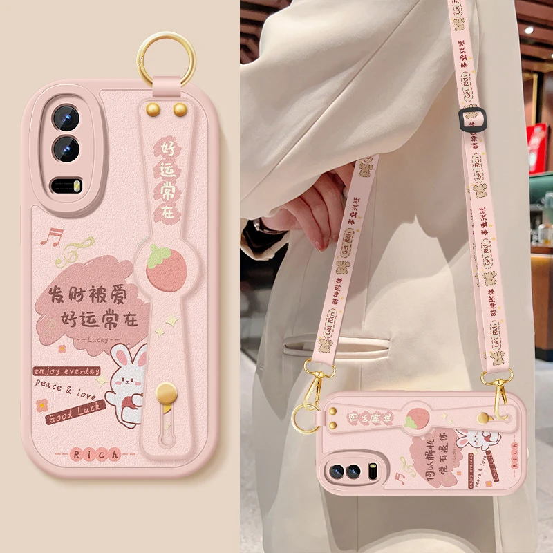 vivoy53s手机壳新款y53t斜挎腕带挂绳全包防摔保护套硅胶软壳女款