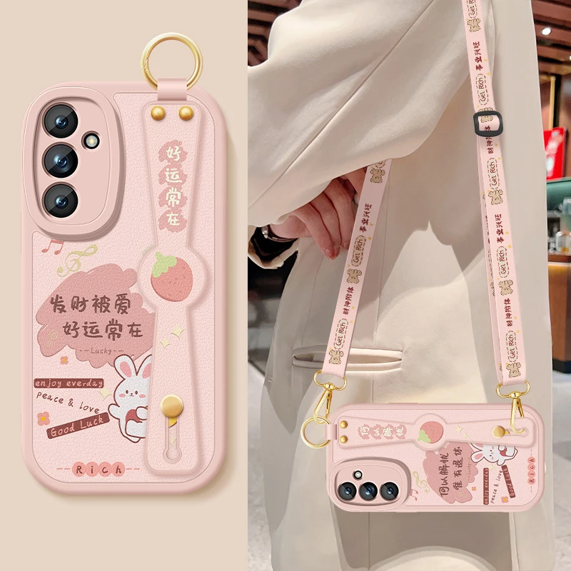 三星s23手机壳s23fe斜挎腕带s23ultra全包防摔s23+硅胶Galaxy软壳