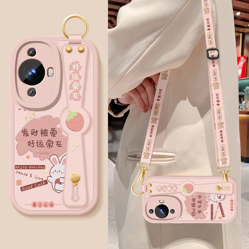 华为nova11手机壳nova11se斜挎腕带nova11ultra全包pro硅胶软壳女