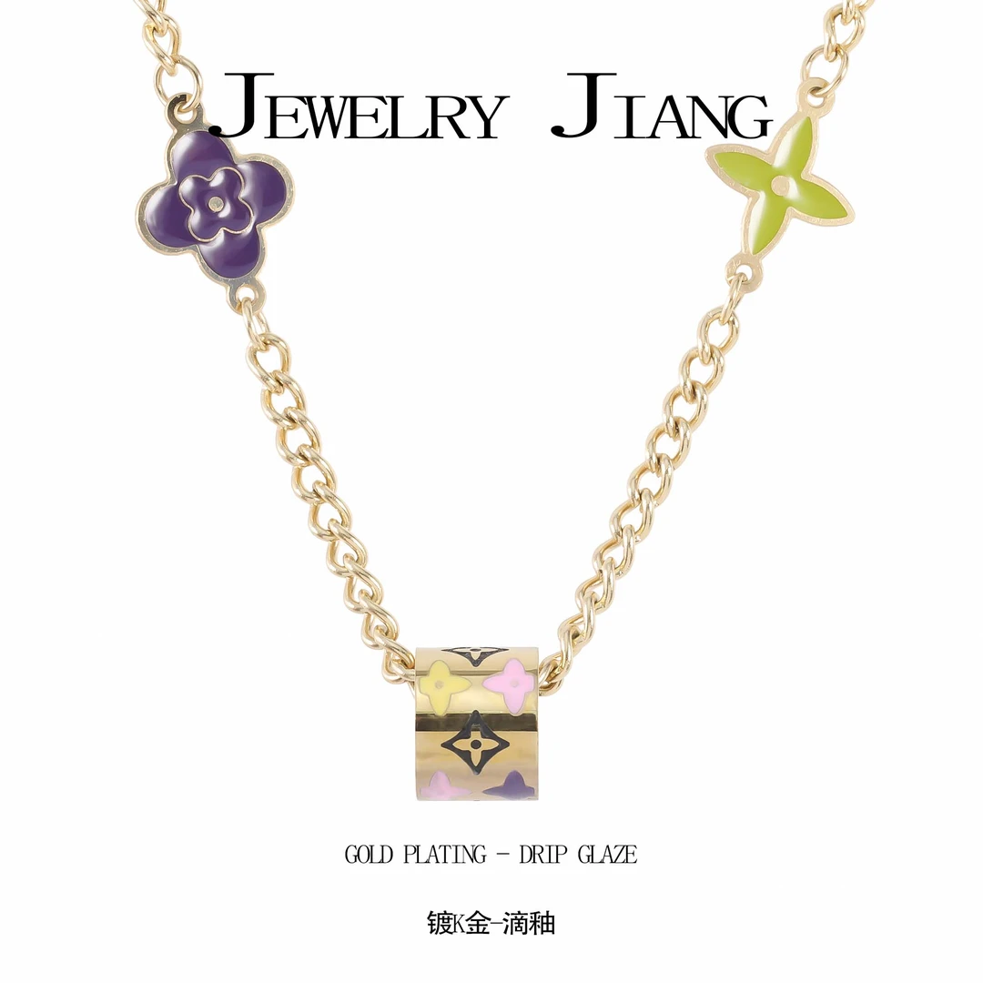 钛钢项链  驴花百搭项链  0440