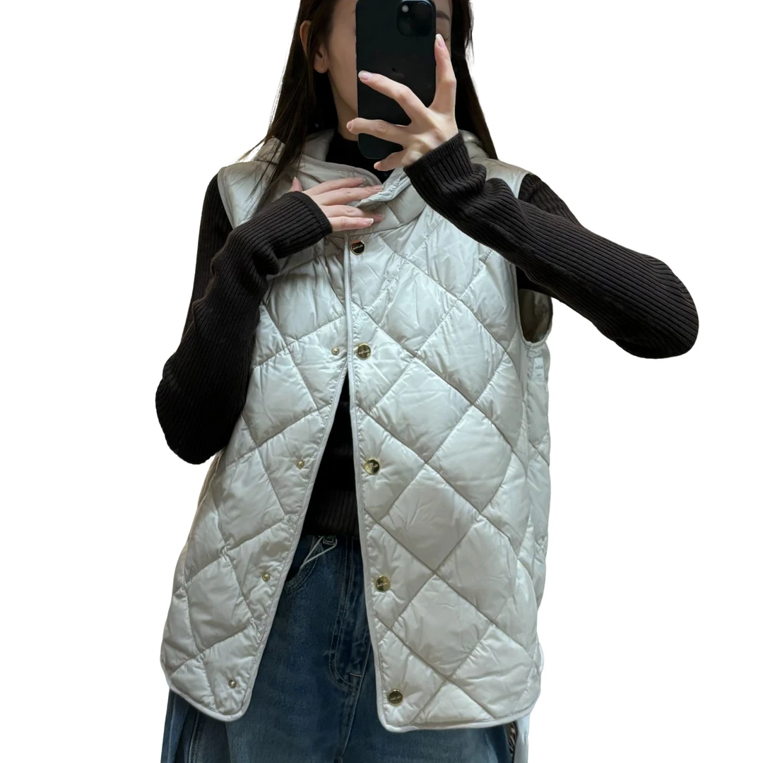 奢邦/MAX MARA 纯色菱形格羽绒外套 女款