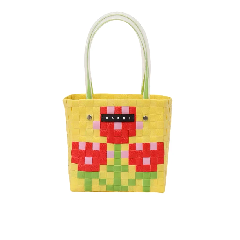 奢邦/MARNI 玛尼品牌Logo徽标敞口开合 涤纶 手提包 郁金香黄包