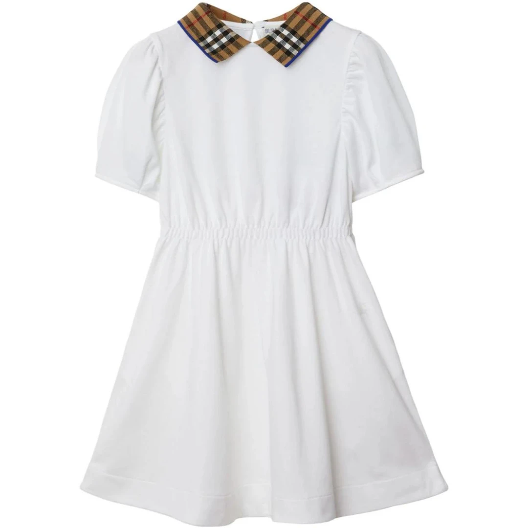 奢邦/Burberry巴宝莉 翻领短袖收腰纯色连衣裙 女款
