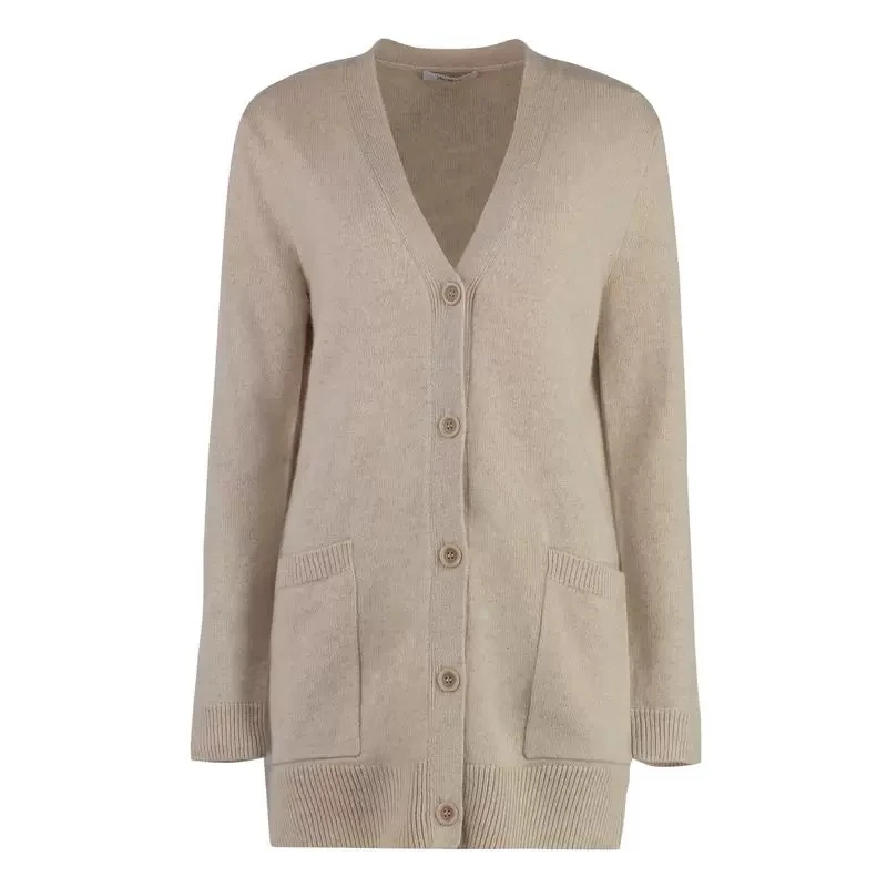 奢邦/MAXMARA 长款深 V 纽扣开衫 女款 燕麦色 VILLAR