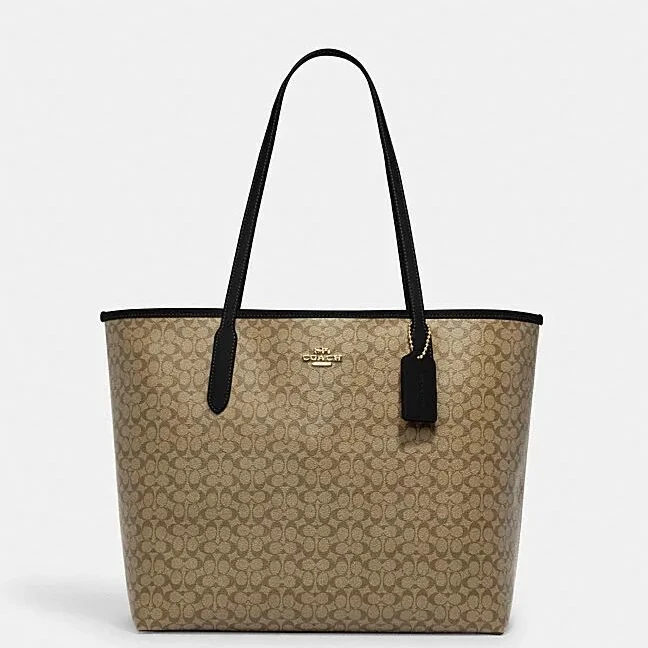 COACH/蔻驰 经典迷你标志CITY托特包敞口购物袋单肩女 33*29*16cm