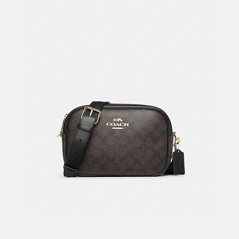 COACH/蔻驰JAMIE大号相机包老花拼黑色单肩CA547斜挎包24.5*16*7