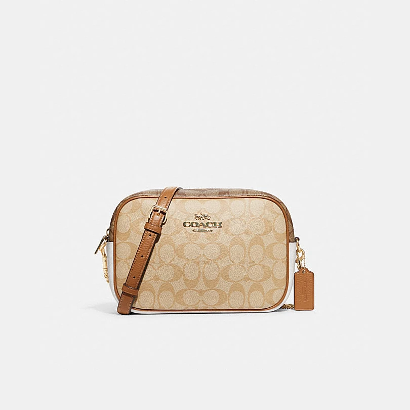 COACH/蔻驰大号相机包 JAMIE经典标志奶茶双拼色单肩斜挎包CA172