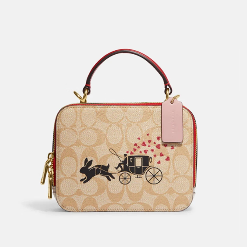 COACH/蔻驰 2023兔年春节限定经典老花兔子马车印花盒子包斜挎包