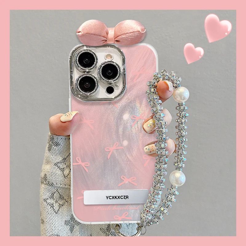 适用于苹果16简约蝴蝶结手机壳OPPO华为VIVO松弛感网红流行羽纱壳