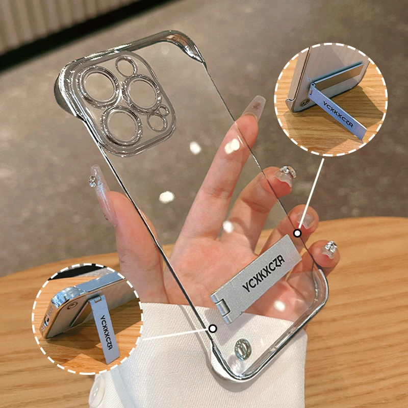 无边框手机壳适用于iPhone14简约13pro超薄15promax电镀11高档12