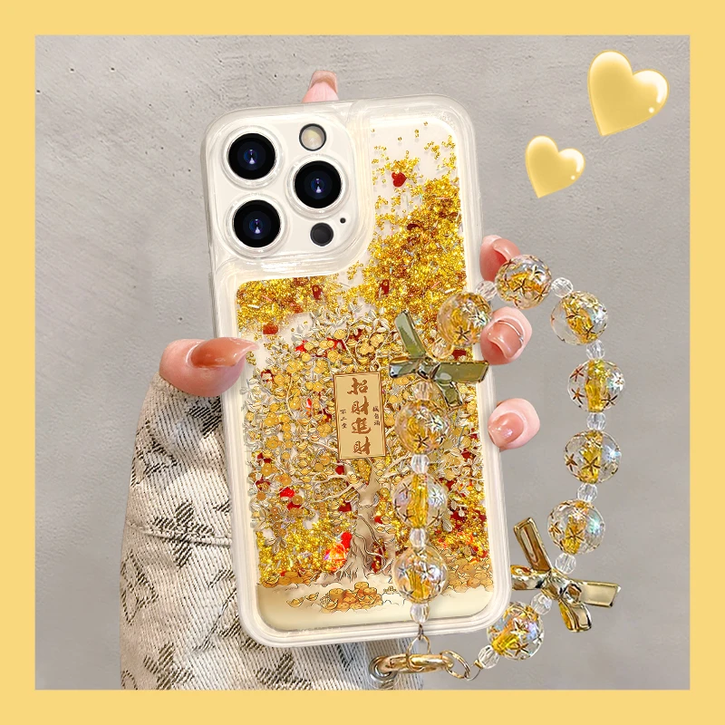 发财树手机壳适用于苹果16/oppo华为vivo流行网红创意国潮流沙壳