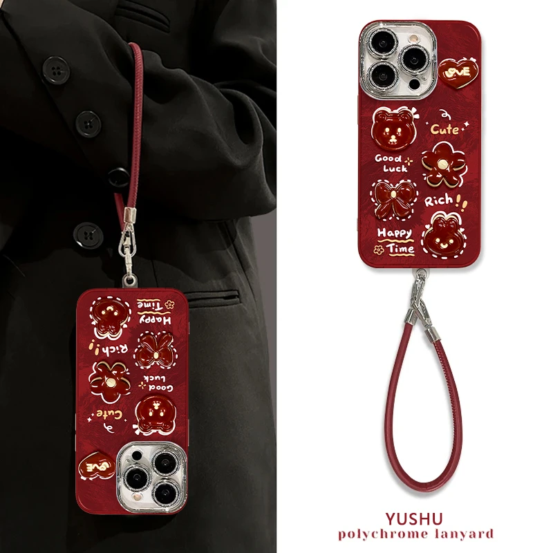 可爱小富婆手机壳适用于苹果16冰川纹oppo华为vivo流行网红女款