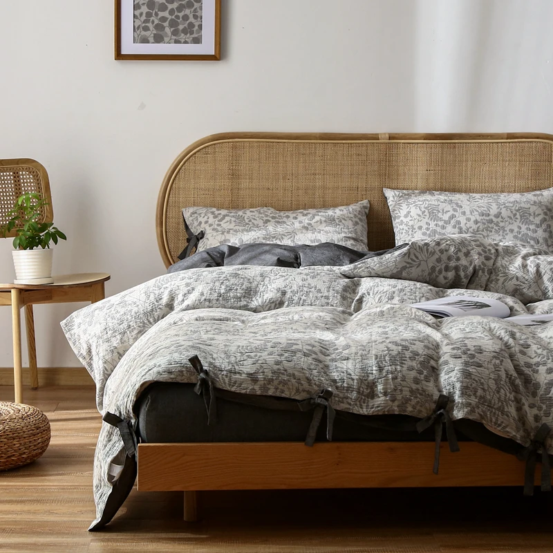 【栀子花】全棉双层提花四件套水洗舒适软糯透气