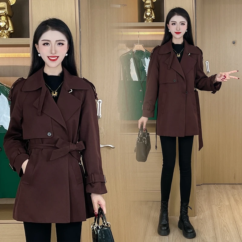 高级感雅丹风穿搭安可拉红风衣外套女2025春季新款小个子#2G25