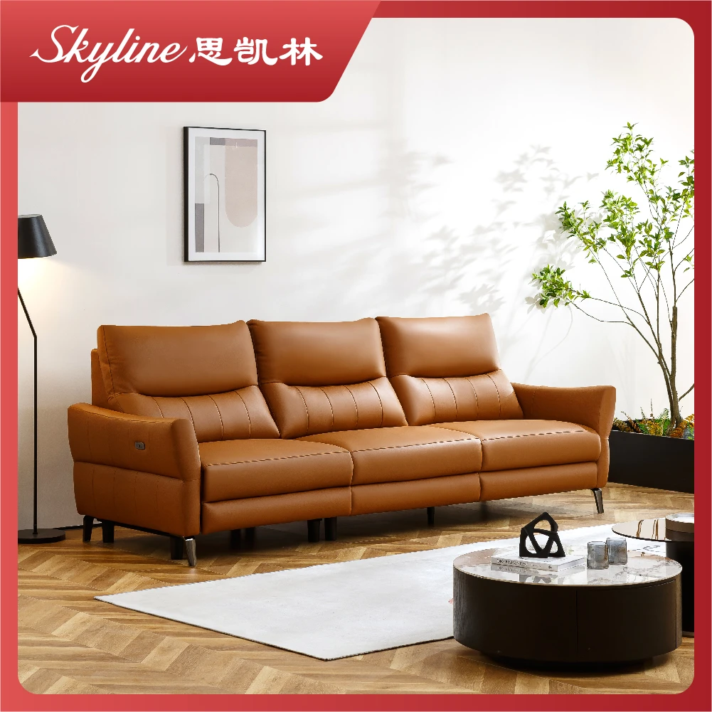 思凯林【太妃糖】沙发时尚简约意式头层牛皮单功能单排大三人位沙发