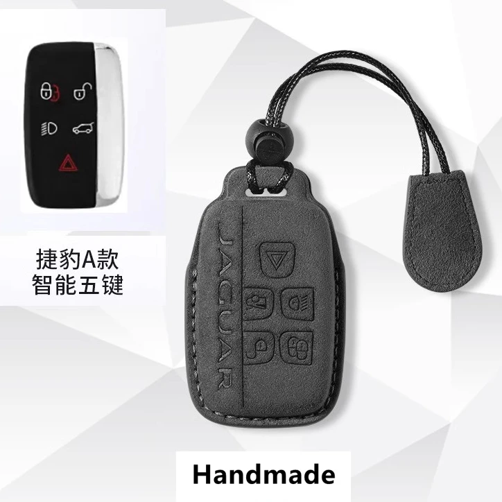 适用捷豹XEL车钥匙套XFL I-PACE E-PACE F-TYPE翻毛皮钥匙包壳扣