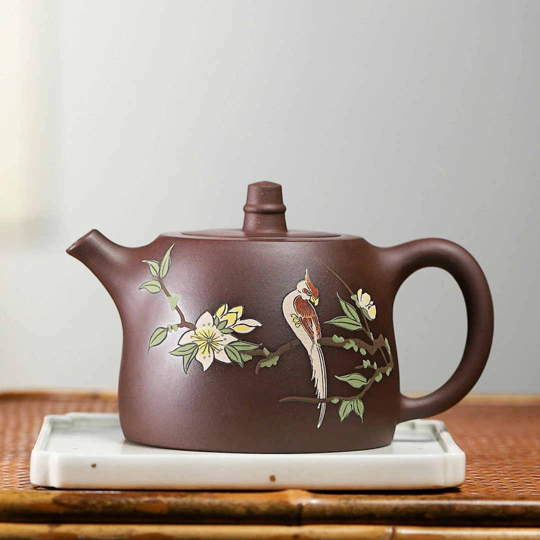 宜兴原矿紫泥 喜上眉梢汉掇 约450毫升 手工制品 高端 精美茶器