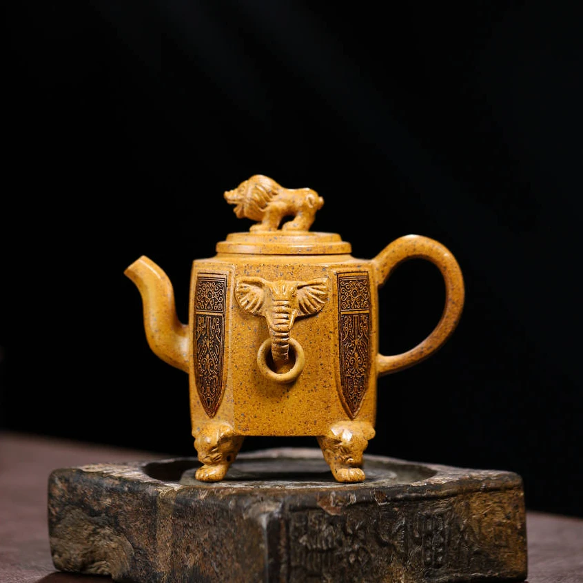 宜兴原矿龙骨金砂 威震八方 约270毫升 手工制品 高端茶壶 精美