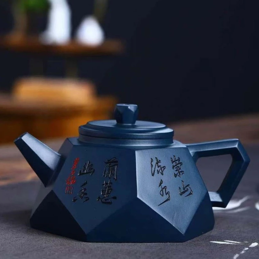 宜兴原矿天青泥 JW半月壶钻 容量约300毫升 手工紫砂壶 高端 精美